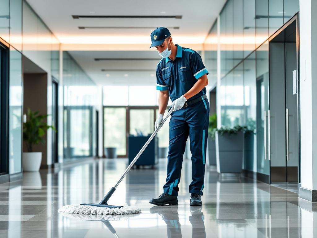 Personal de COASERV realizando aseo en oficina corporativa